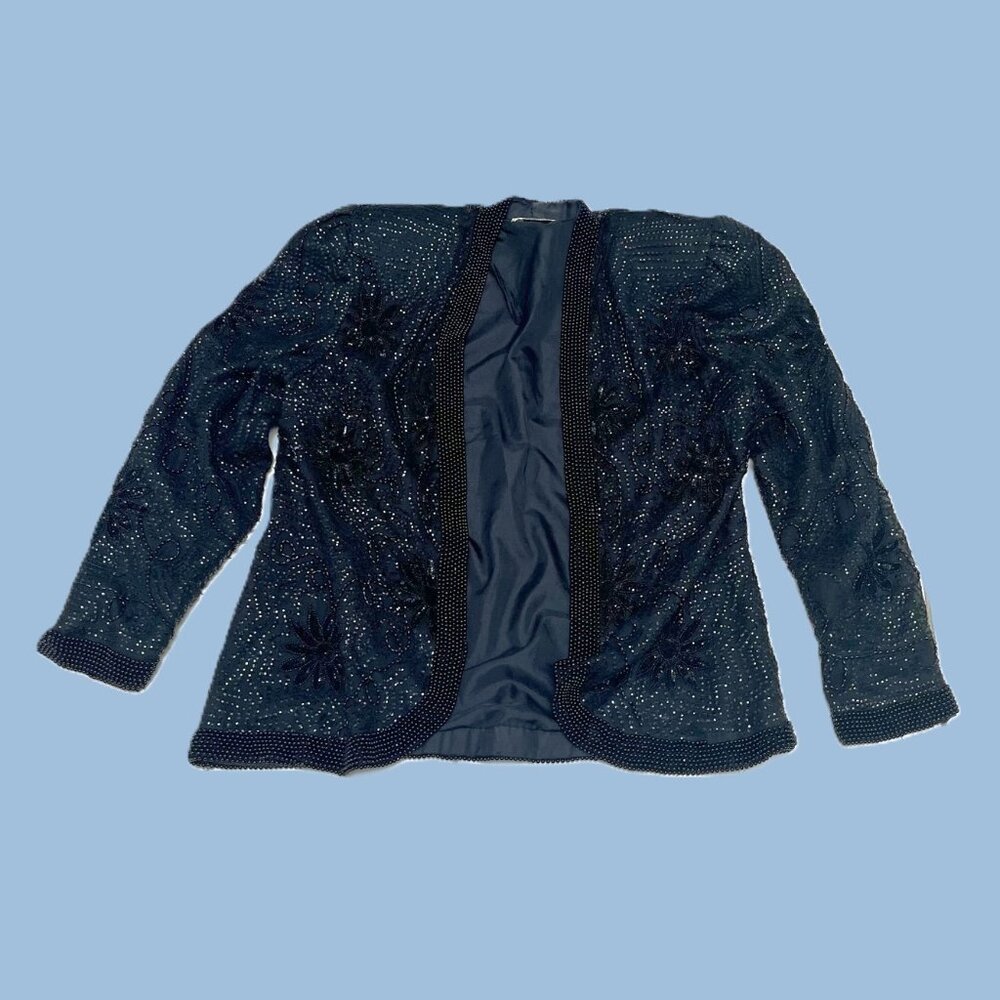 Women's Nite Line Black Beaded Jacket size L
